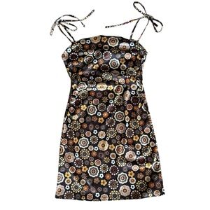 Urban Outfitters Ashley Sateen Bright Floral Tie Shoulder Mini Dress Small